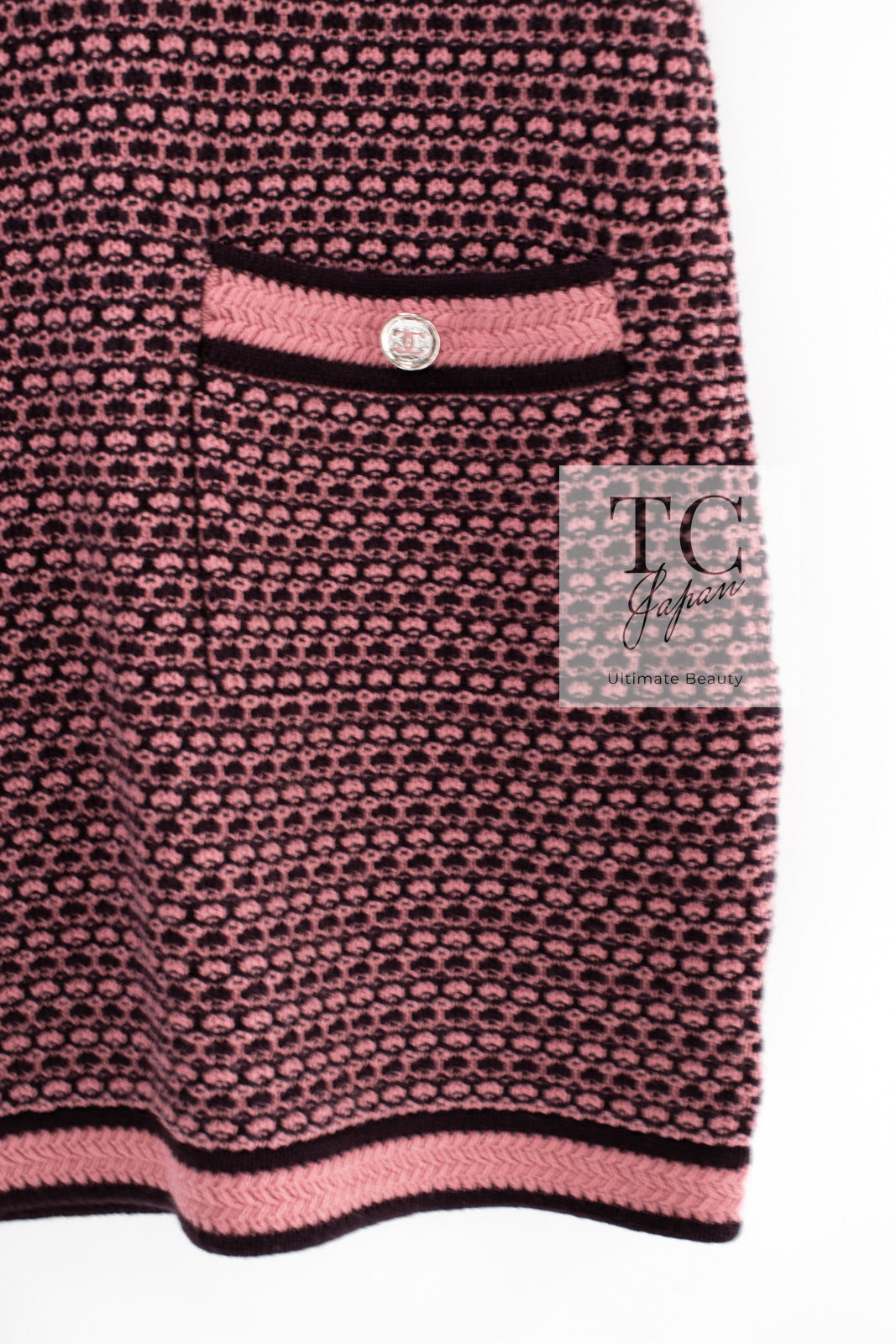 シャネル ワンピース CHANEL ピンク ダークパープル ココボタン