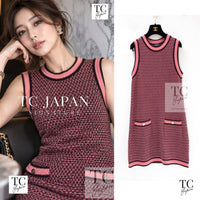 CHANEL 23B Pink Dark Purple Cashmere Knit Dress 38 1