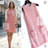 CHANEL 17C Pretty Pink Cotton Knit Dress 34 シャネル プリティ ピンク コットン ニット ワンピース 即発