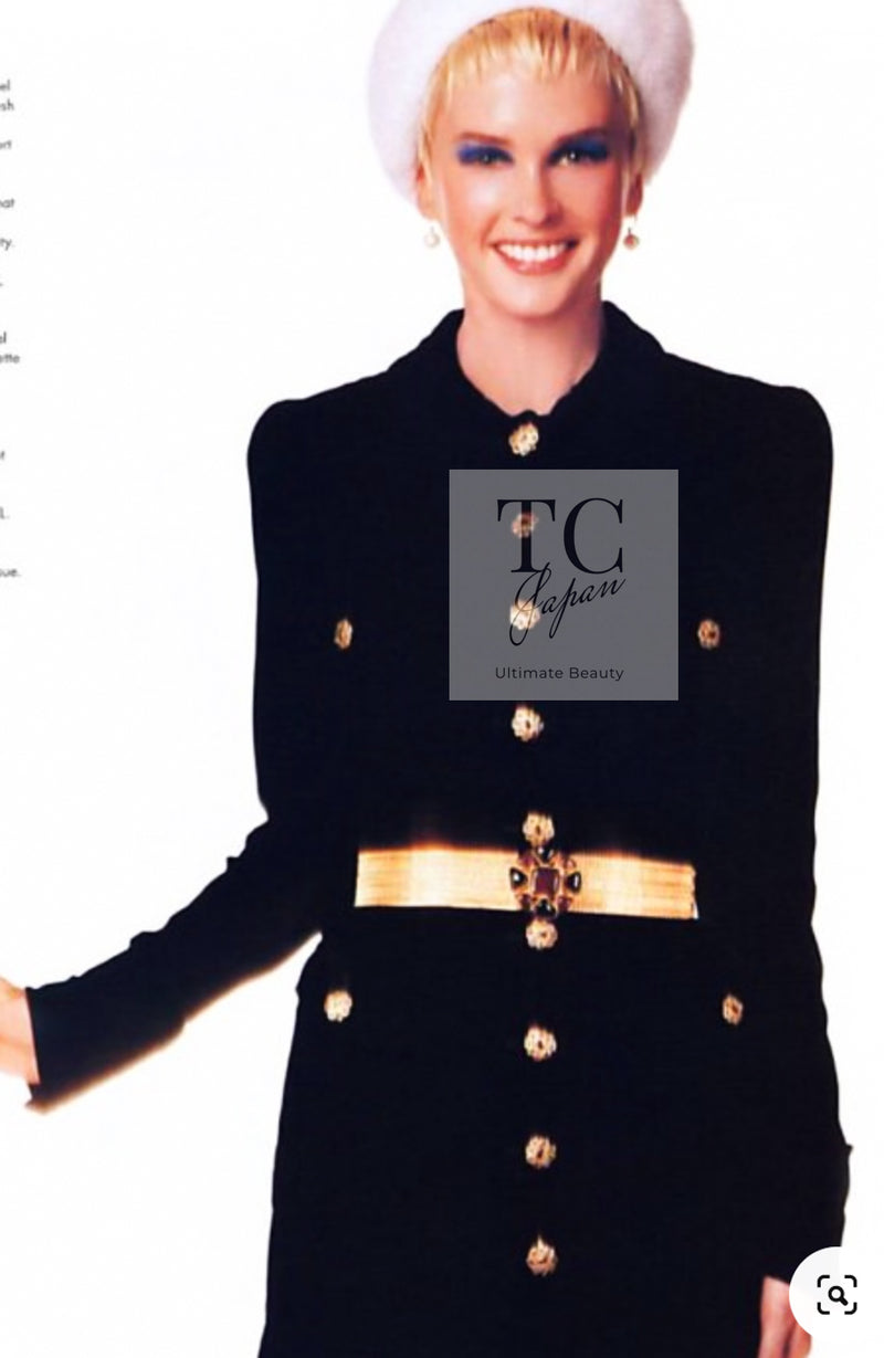 CHANEL 96A Vintage Black Wool Gripoix Jewelry Botton Jacket 34 36 シャネル ヴィンテージ ブラック ウール グリポワ 宝石 ボタン ジャケット 即発 - TC JAPAN