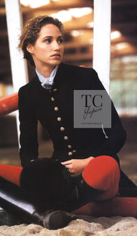 CHANEL 96A Vintage Black Wool Gripoix Jewelry Botton Jacket 34 36 シャネル ヴィンテージ ブラック ウール グリポワ 宝石 ボタン ジャケット 即発 - TC JAPAN
