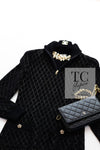 CHANEL 19B Black Gold No.5 Logo Zipper Velour Knit Stretch Dress 34 シャネル ブラック ゴールド No.5 ロゴ ジッパー ベロア ニット ストレッチ ワンピース 即発