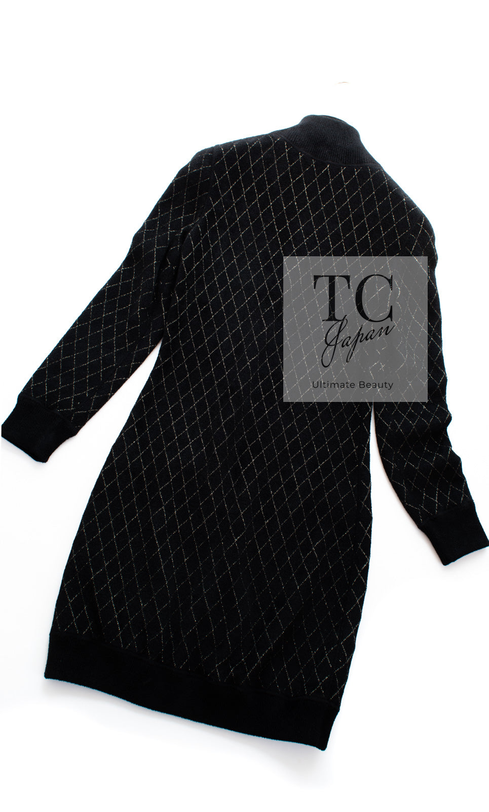 【新品タグ付き】CHANELシャネル ☆ ワンピース CHANEL シャネル ラメ入りロングワンピース 裾フリル ロゴボタン 黒