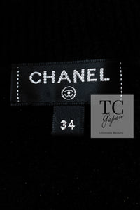 CHANEL 19B Black Gold No.5 Logo Zipper Velour Knit Stretch Dress 34 シャネル ブラック ゴールド No.5 ロゴ ジッパー ベロア ニット ストレッチ ワンピース 即発