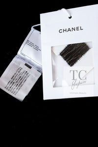 CHANEL 19B Black Gold No.5 Logo Zipper Velour Knit Stretch Dress 34 シャネル ブラック ゴールド No.5 ロゴ ジッパー ベロア ニット ストレッチ ワンピース 即発