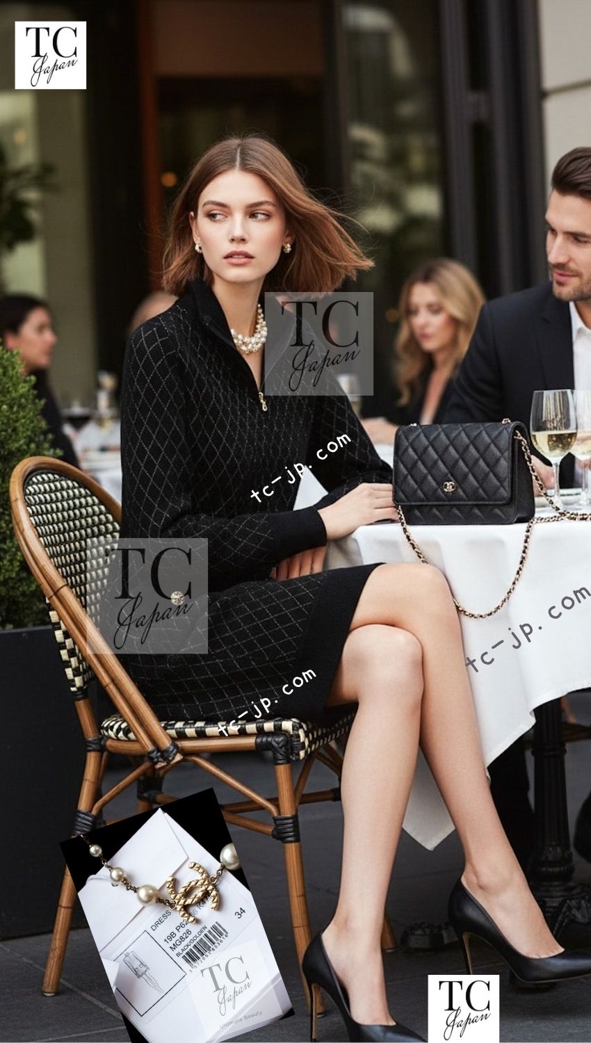 CHANEL 19B Black Gold No.5 Logo Zipper Velour Knit Stretch Dress 34 シャネル ブラック ゴールド No.5 ロゴ ジッパー ベロア ニット ストレッチ ワンピース 即発