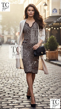 CHANEL 11S Brown Orange Navy CC Logo Knit Dress 34 38 シャネル ブラウン オレンジ CC ロゴ ニット ワンピース 即発 - TC JAPAN