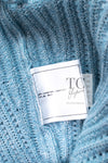 CHANEL 13C Baby Blue Cashmere Linen Ruffle Knit A-Line Stretch Dress 36 38 シャネル ベビー ブルー カシミア リネン ストレッチ ニット ワンピース 即発