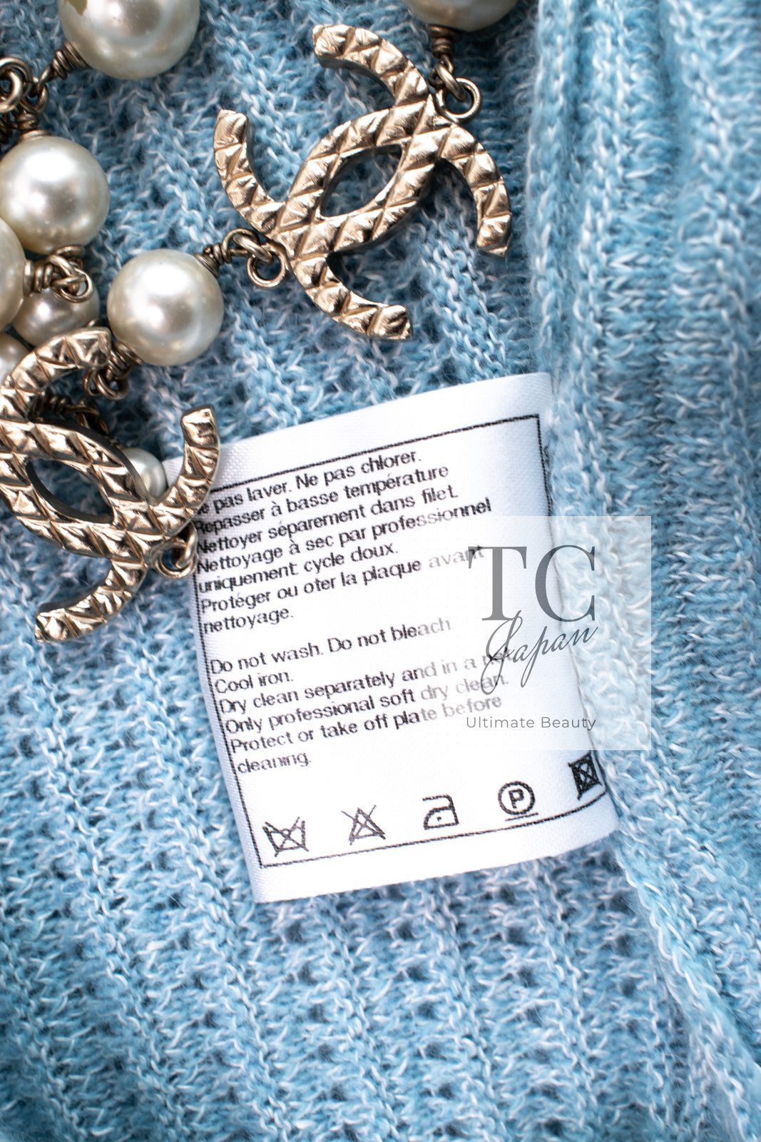 CHANEL 13C Baby Blue Cashmere Linen Ruffle Knit A-Line Stretch Dress シャネル  ベビー ブルー カシミア リネン ストレッチ ニット ワンピース 即発 – TC JAPAN