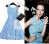 CHANEL 13C Baby Blue Cashmere Linen Ruffle Knit A-Line Stretch Dress 36 38 シャネル ベビー ブルー カシミア リネン ストレッチ ニット ワンピース 即発