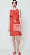 CHANEL 22PS Burnt Orange Signature Logo Frill Silk Dress 38 シャネル オレンジ シグネチャー ロゴ柄 シルク100% ワンピース 即発