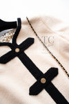 CHANEL 05A Cream Black Trim CC Buttons Wool Dress 36 シャネル クリーム ブラック トリム ココボタン 半袖 ウール ワンピース 即発