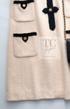 CHANEL 05A Cream Black Trim CC Buttons Wool Dress 36 シャネル クリーム ブラック トリム ココボタン 半袖 ウール ワンピース 即発