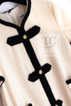 CHANEL 05A Cream Black Trim CC Buttons Wool Dress 36 シャネル クリーム ブラック トリム ココボタン 半袖 ウール ワンピース 即発