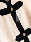 CHANEL 05A Cream Black Trim CC Buttons Wool Dress 36 シャネル クリーム ブラック トリム ココボタン 半袖 ウール ワンピース 即発
