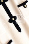 CHANEL 05A Cream Black Trim CC Buttons Wool Dress 36 シャネル クリーム ブラック トリム ココボタン 半袖 ウール ワンピース 即発