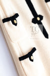 CHANEL 05A Cream Black Trim CC Buttons Wool Dress 36 シャネル クリーム ブラック トリム ココボタン 半袖 ウール ワンピース 即発