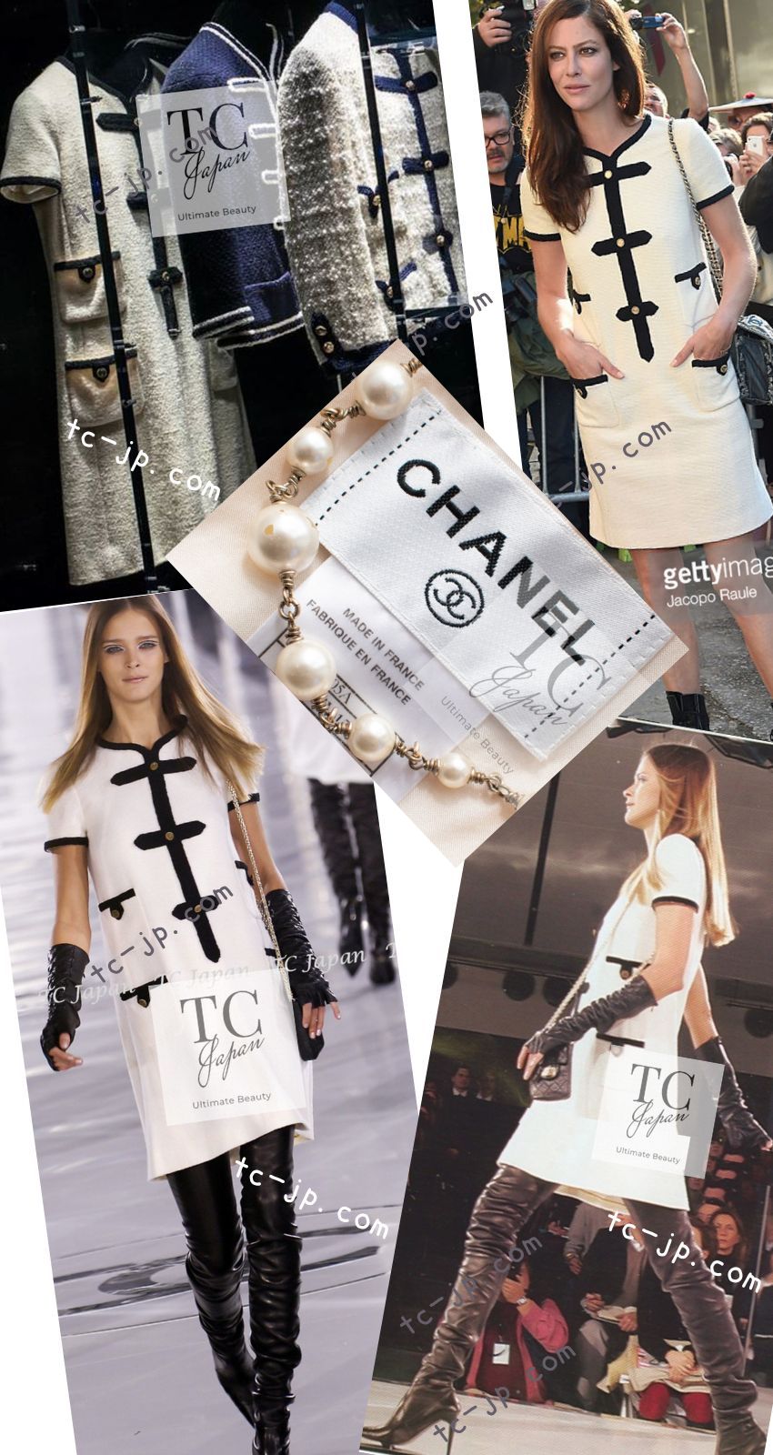 CHANEL 05A Cream Black Trim CC Buttons Wool Dress 34 シャネル クリーム ブラック トリム ココボタン 半袖 ウール ワンピース 即発