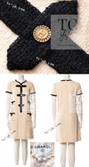 CHANEL 05A Cream Black Trim CC Buttons Wool Dress 36 シャネル クリーム ブラック トリム ココボタン 半袖 ウール ワンピース 即発