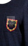 CHANEL 13PF Navy Emblem Wool 100% Stretch Knit Sweater Dress 36 シャネル ネイビー エンブレム ワッペン ウール100% ニット ストレッチ 薄手 セーター ワンピース 即発