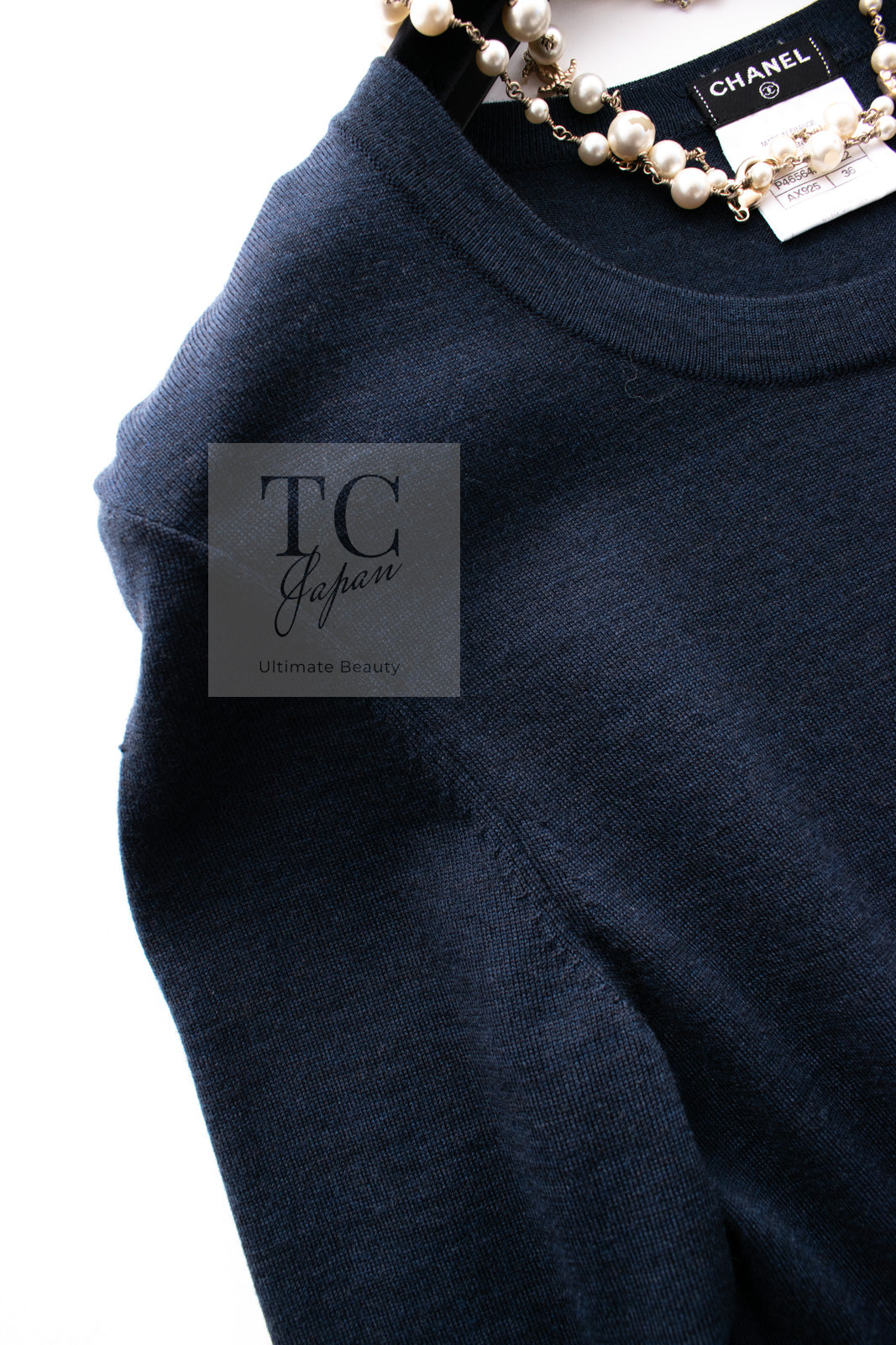 シャネル ワンピース CHANEL ネイビー エンブレム ワッペン ウール100