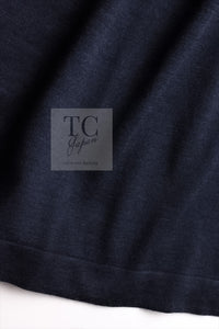 CHANEL 13PF Navy Emblem Wool 100% Stretch Knit Sweater Dress 36 シャネル ネイビー エンブレム ワッペン ウール100% ニット ストレッチ 薄手 セーター ワンピース 即発