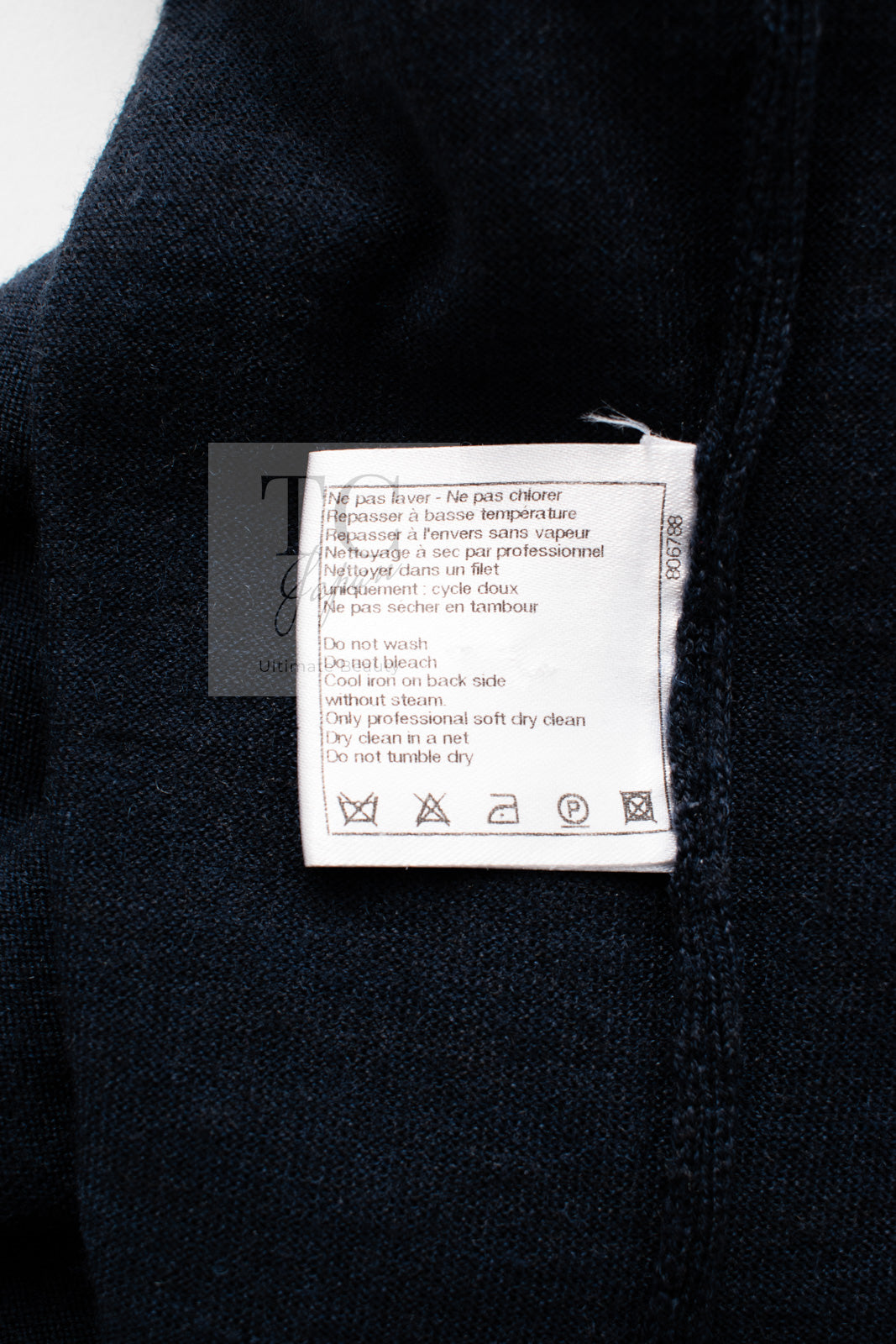 シャネル ワンピース CHANEL ネイビー エンブレム ワッペン ウール100