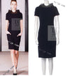 CHANEL 12A Dark Navy Wool Mesh Organza Stand Collar Wood Buttons Dress 36 シャネル ダーク ネイビー ウール メッシュ オーガンジー スタンド カラー ウッド ボタン ワンピース 即発