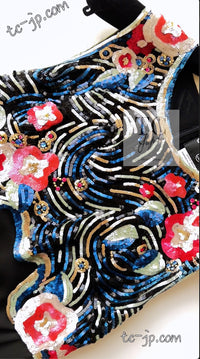CHANEL 01A Black Multicolor Sequin Embellishments Silk Dress 36 38 シャネル ブラック マルチカラー シルク スパンコール 幻のドレス ワンピース 即発