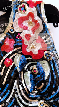 CHANEL 01A Black Multicolor Sequin Embellishments Silk Dress 36 38 シャネル ブラック マルチカラー シルク スパンコール 幻のドレス ワンピース 即発
