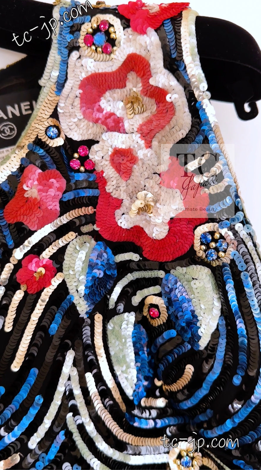 CHANEL 01A Black Multicolor Sequin Embellishments Silk Dress 36 38 シャネル ブラック マルチカラー シルク スパンコール 幻のドレス ワンピース 即発