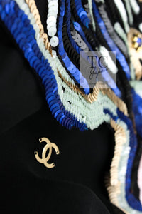 CHANEL 01A Black Multicolor Sequin Embellishments Silk Dress 36 38 シャネル ブラック マルチカラー シルク スパンコール 幻のドレス ワンピース 即発
