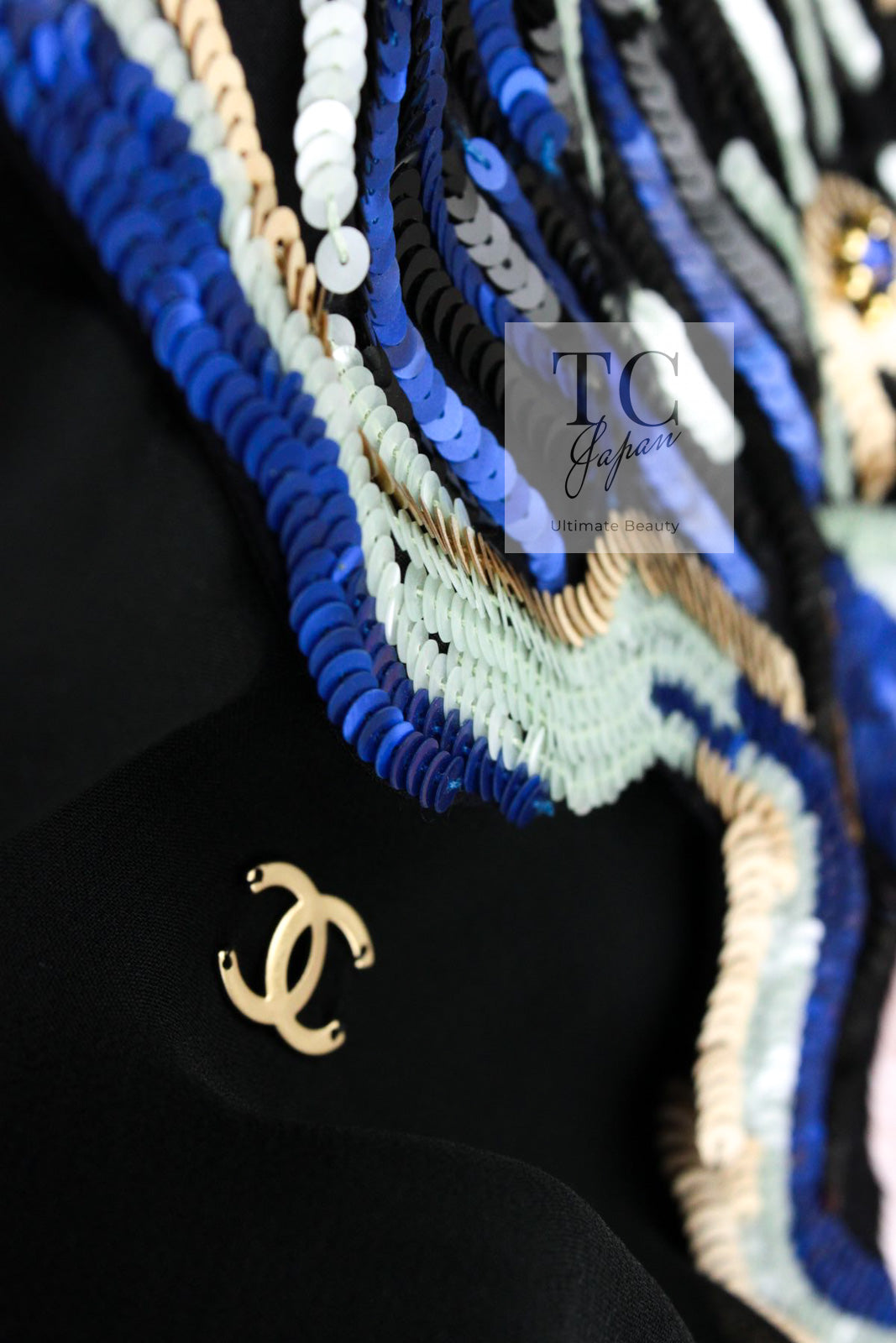 CHANEL 01A Black Multicolor Sequin Embellishments Silk Dress 36 38 シャネル ブラック マルチカラー シルク スパンコール 幻のドレス ワンピース 即発