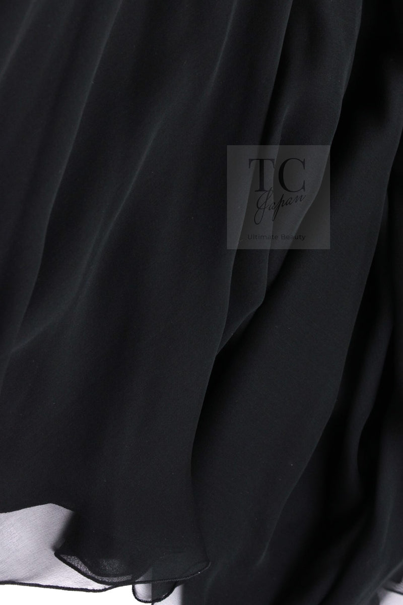 CHANEL 01A Black Multicolor Sequin Embellishments Silk Dress 36 38 シャネル ブラック マルチカラー シルク スパンコール 幻のドレス ワンピース 即発