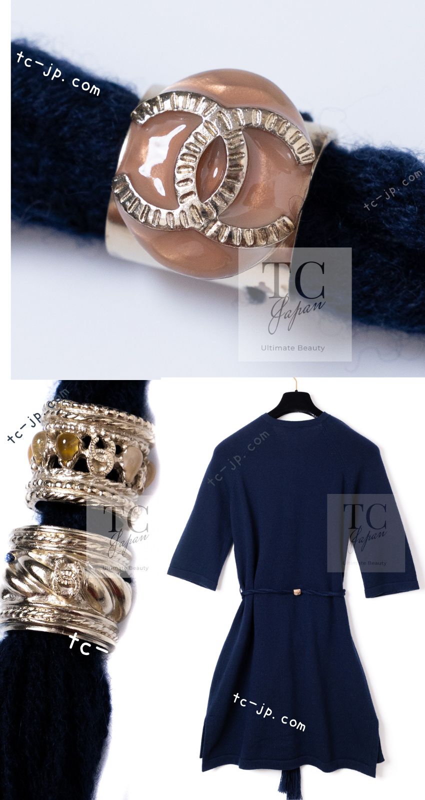 シャネル カーディガン ワンピース CHANEL ダーク ネイビー