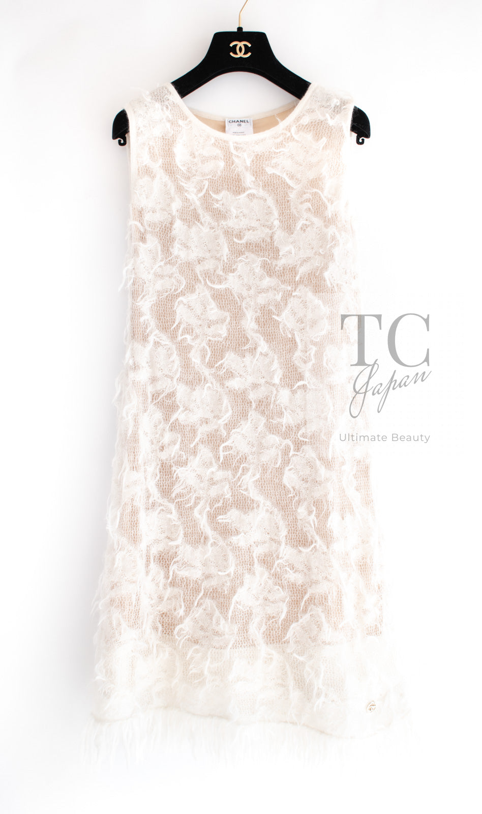 CHANEL 09PF Ivory Beige Mohair Dress 38 シャネル アイボリー ベージュ モヘア ワンピース 即発