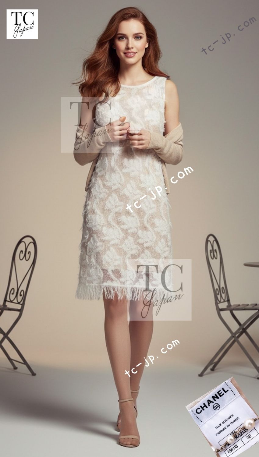 CHANEL 09PF Ivory Beige Mohair Dress 38 シャネル アイボリー ベージュ モヘア ワンピース 即発