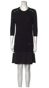 CHANEL 18PF Black Cotton Wool Knit Dress 36 シャネル ブラック コットン ウール ニット ワンピース 即発