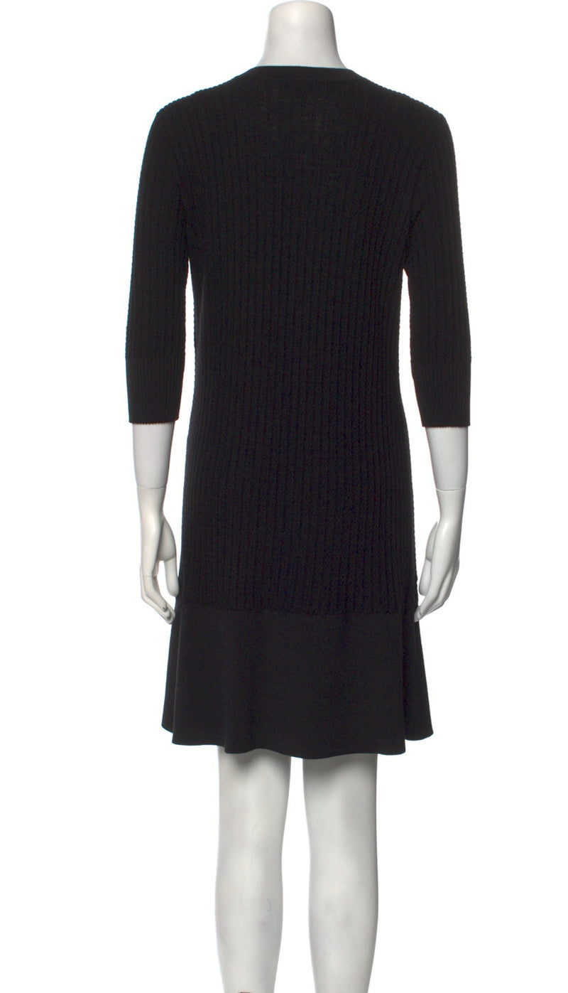 CHANEL 18PF Black Cotton Wool Knit Dress 36 シャネル ブラック コットン ウール ニット ワンピース 即発