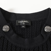 CHANEL 18PF Black Cotton Wool Knit Dress 34 シャネル ブラック コットン ウール ニット ワンピース 即発
