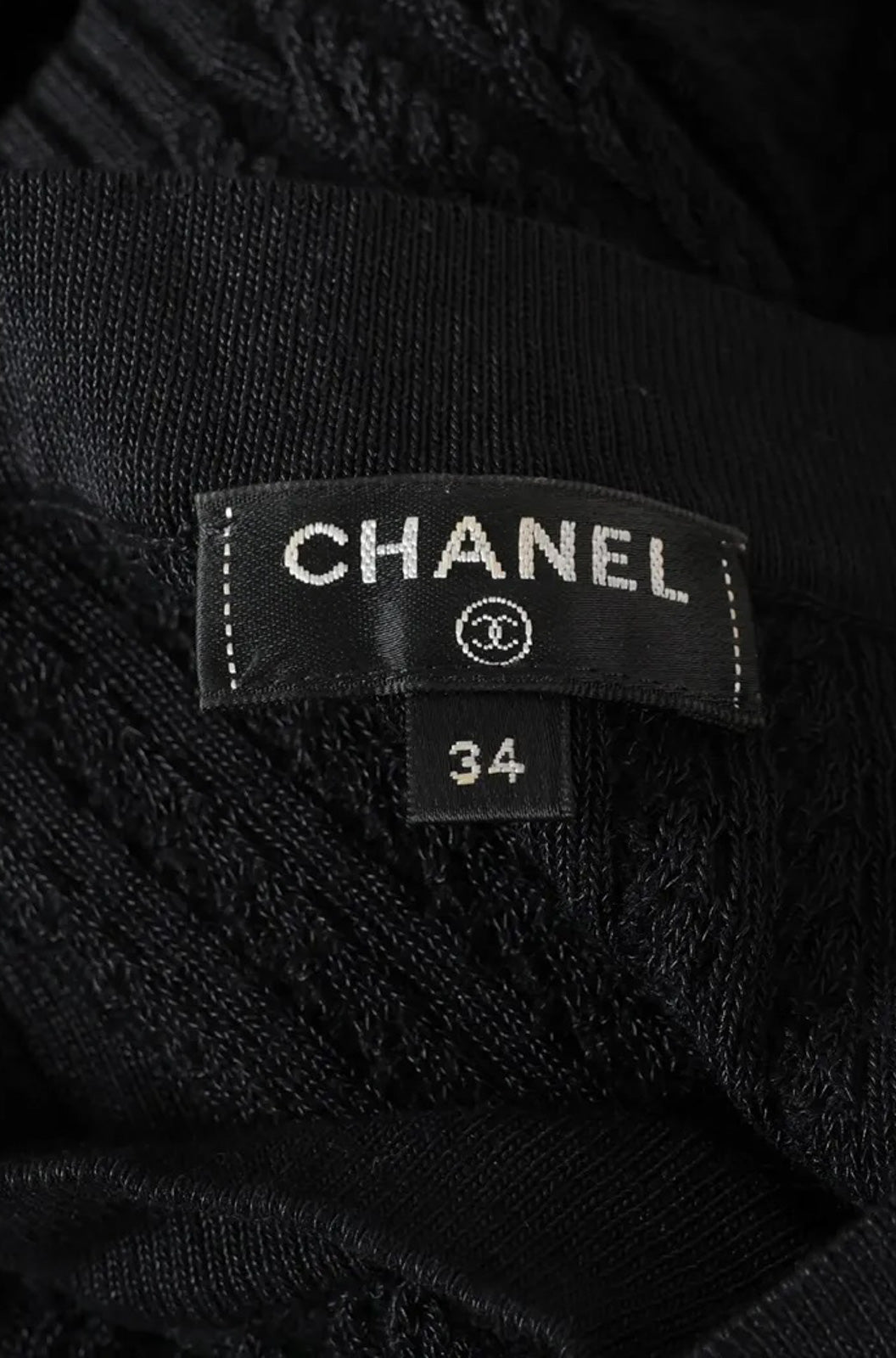 シャネル ワンピース CHANEL ブラック コットン ウール ニット 18PF