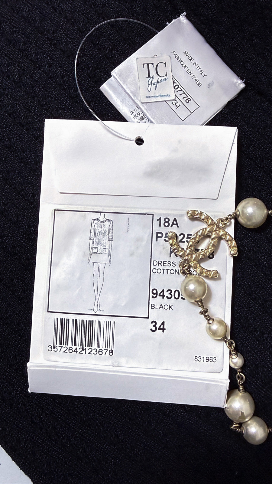 CHANEL 18PF Black Cotton Wool Knit Dress 34 シャネル ブラック コットン ウール ニット ワンピース 即発