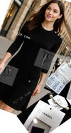CHANEL 18PF Black Cotton Wool Knit Dress 36 シャネル ブラック コットン ウール ニット ワンピース 即発