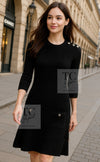 CHANEL 18PF Black Cotton Wool Knit Dress 36 シャネル ブラック コットン ウール ニット ワンピース 即発