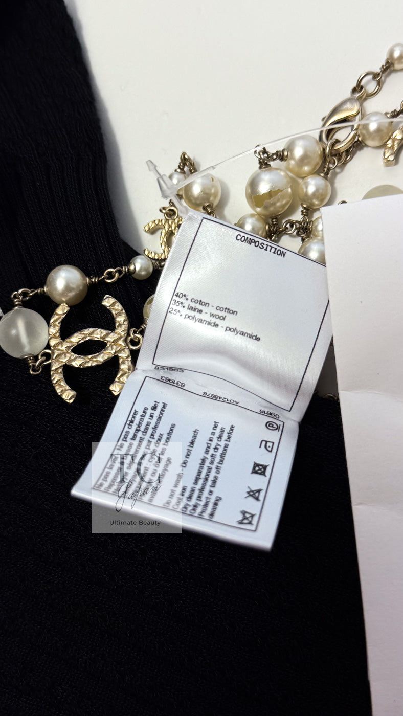 CHANEL 18PF Black Cotton Wool Knit Dress 36 シャネル ブラック コットン ウール ニット ワンピース 即発
