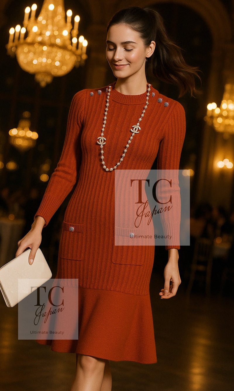 CHANEL 18PF Black Cotton Wool Knit Dress 36 シャネル ブラック コットン ウール ニット ワンピース 即発