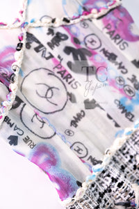 CHANEL 07C White Graffiti CC Logo Tweed Dress 36 シャネル ホワイト グラフィティ ロゴ ツイード ワンピース 即発