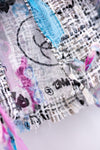 CHANEL 07C White Graffiti CC Logo Tweed Dress 36 シャネル ホワイト グラフィティ ロゴ ツイード ワンピース 即発