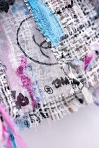 CHANEL 07C White Graffiti CC Logo Tweed Dress 36 シャネル ホワイト グラフィティ ロゴ ツイード ワンピース 即発