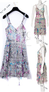 CHANEL 07C White Graffiti CC Logo Tweed Dress 36 シャネル ホワイト グラフィティ ロゴ ツイード ワンピース 即発